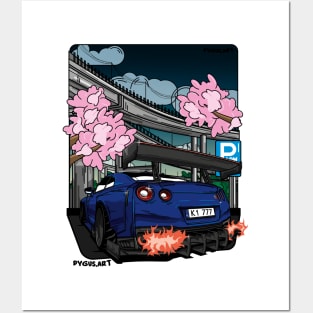 R35 GTR Godzilla Daikoku Night Racing Posters and Art